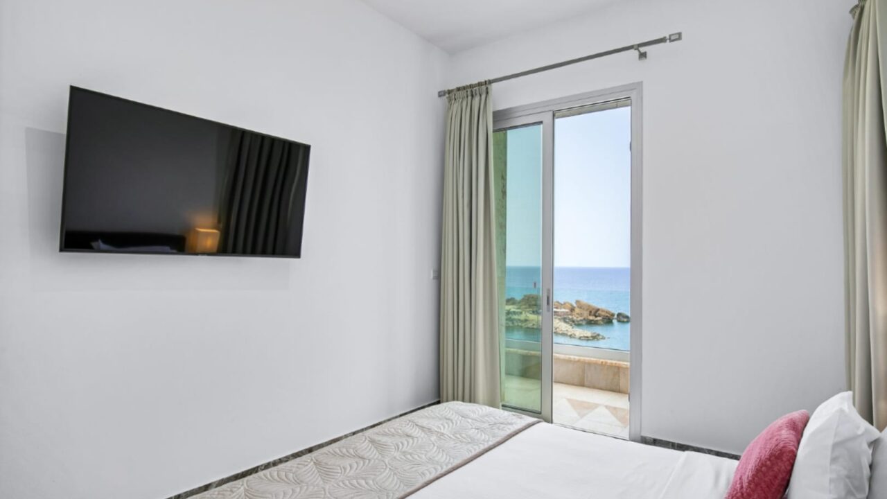 Bedroom with a Seaview at Olymp Luxury Villa D